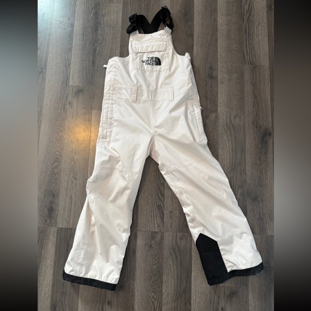 The North Face White Bib Snow Pants with Black Accents
